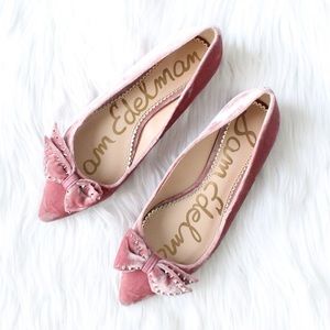 Sam Edelman Raisa Bow Flats In Pink Velvet